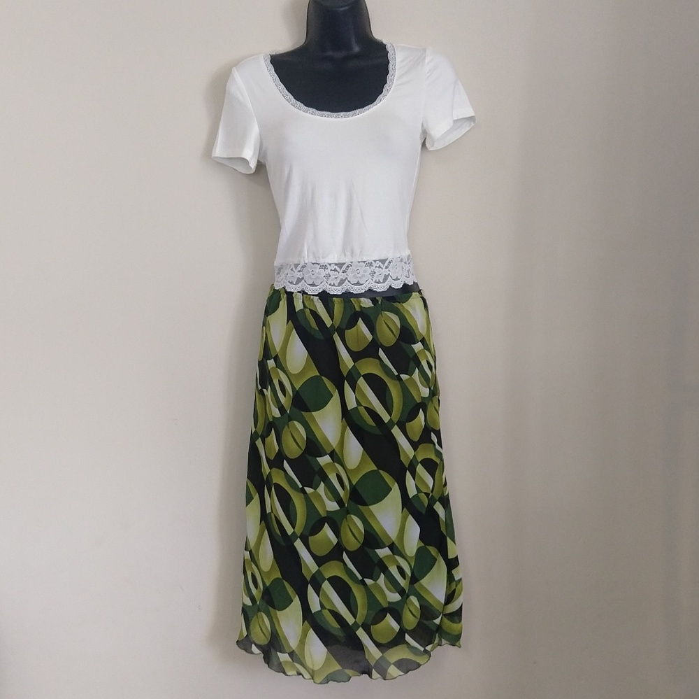 Clio Vintage Geometric Circle Pattern Skirt M - Picture 5 of 7